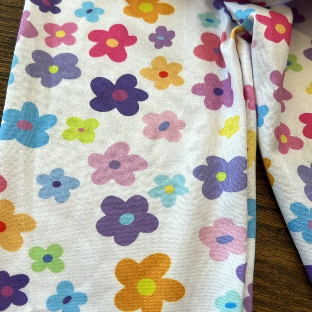 Social Butterfly white leggings with rainbow hearts toddler girl